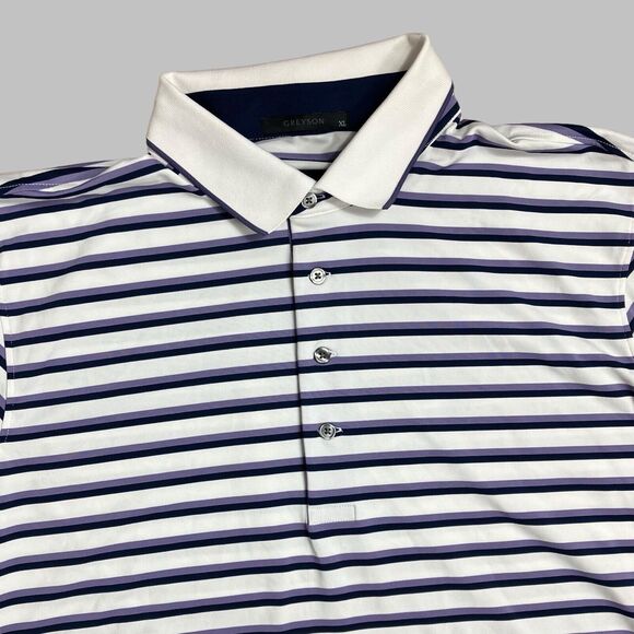 Greyson Other - Greyson Shirt Mens XL Purple Stripe Polo Golf Stretch Preppy Wolf Button Classic